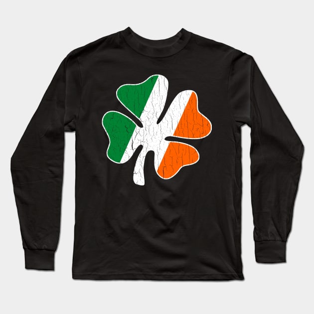 Giant Irish Shamrock (vintage distressed look) Long Sleeve T-Shirt by robotface